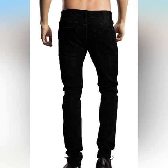 ZLZ Mens Denim Slim Skinny Jeans Black W32 - Picture 4 of 11